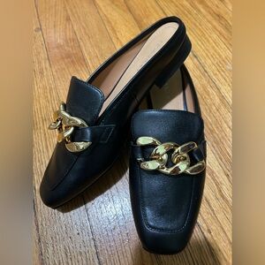 Lisa Vicky Nappa Loafer Mule Chain-Link Detail Zippy-V Black Sheep Women’s 7.5